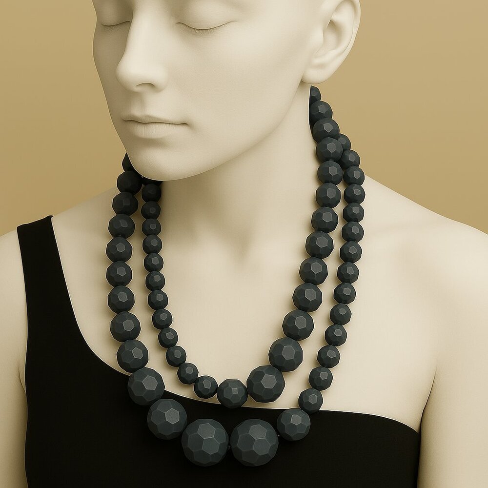 Simply Vera Vera Wang Gray Beaded Long Statement Necklace Chunky Fashion Jewelry